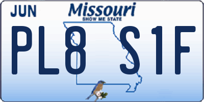 MO license plate PL8S1F