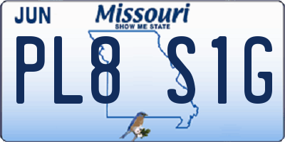 MO license plate PL8S1G