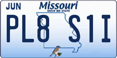 MO license plate PL8S1I