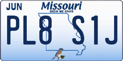 MO license plate PL8S1J