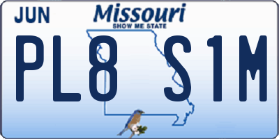 MO license plate PL8S1M