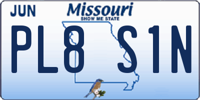 MO license plate PL8S1N