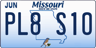 MO license plate PL8S1O