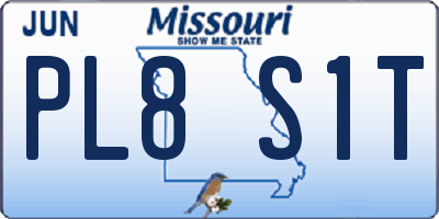 MO license plate PL8S1T