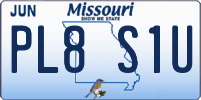 MO license plate PL8S1U