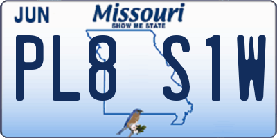 MO license plate PL8S1W