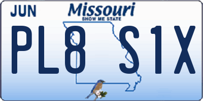 MO license plate PL8S1X