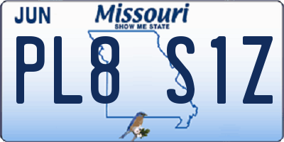 MO license plate PL8S1Z
