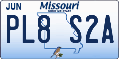MO license plate PL8S2A