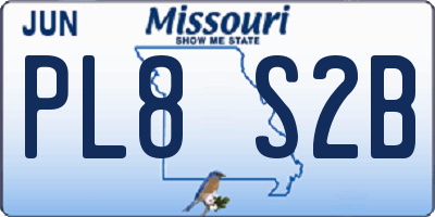 MO license plate PL8S2B