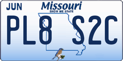 MO license plate PL8S2C