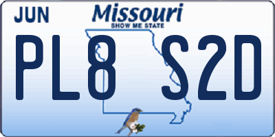 MO license plate PL8S2D