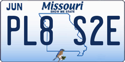 MO license plate PL8S2E