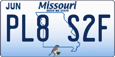 MO license plate PL8S2F