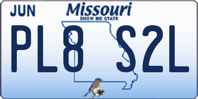MO license plate PL8S2L