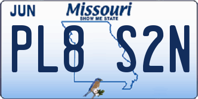 MO license plate PL8S2N