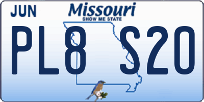 MO license plate PL8S2O