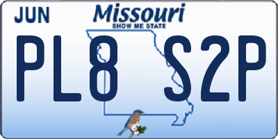 MO license plate PL8S2P