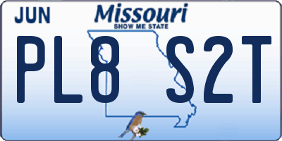 MO license plate PL8S2T