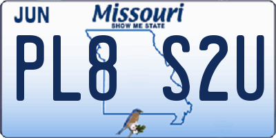 MO license plate PL8S2U