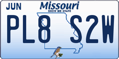 MO license plate PL8S2W
