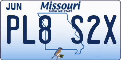 MO license plate PL8S2X