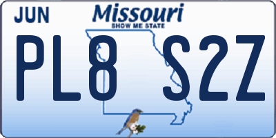 MO license plate PL8S2Z
