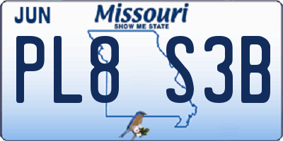 MO license plate PL8S3B