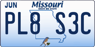 MO license plate PL8S3C