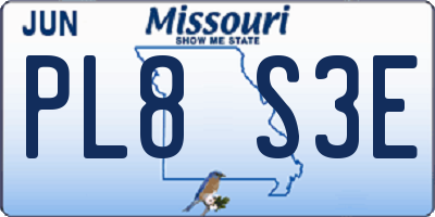 MO license plate PL8S3E
