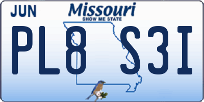 MO license plate PL8S3I