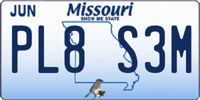 MO license plate PL8S3M