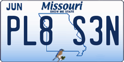 MO license plate PL8S3N