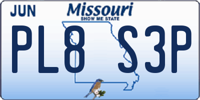 MO license plate PL8S3P