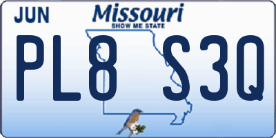 MO license plate PL8S3Q