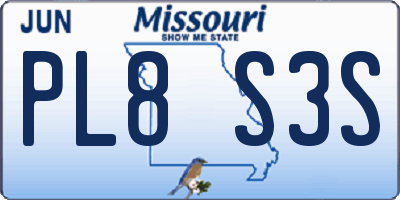 MO license plate PL8S3S