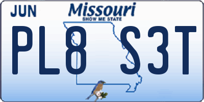 MO license plate PL8S3T