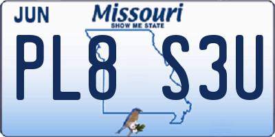 MO license plate PL8S3U