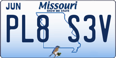 MO license plate PL8S3V