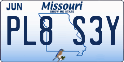 MO license plate PL8S3Y