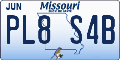 MO license plate PL8S4B