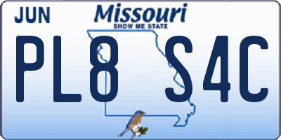 MO license plate PL8S4C
