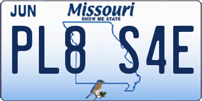MO license plate PL8S4E