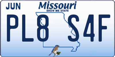 MO license plate PL8S4F