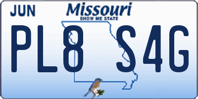 MO license plate PL8S4G