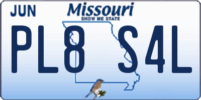 MO license plate PL8S4L