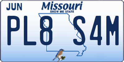 MO license plate PL8S4M