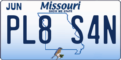 MO license plate PL8S4N