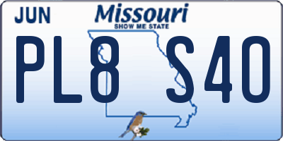 MO license plate PL8S4O