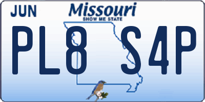 MO license plate PL8S4P